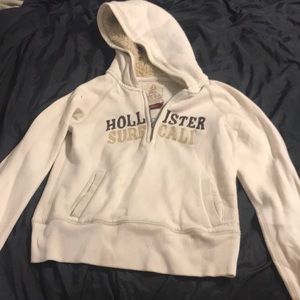 Hollister Co. Beige Hoodie w/ Sherpa Hood Lining Size L